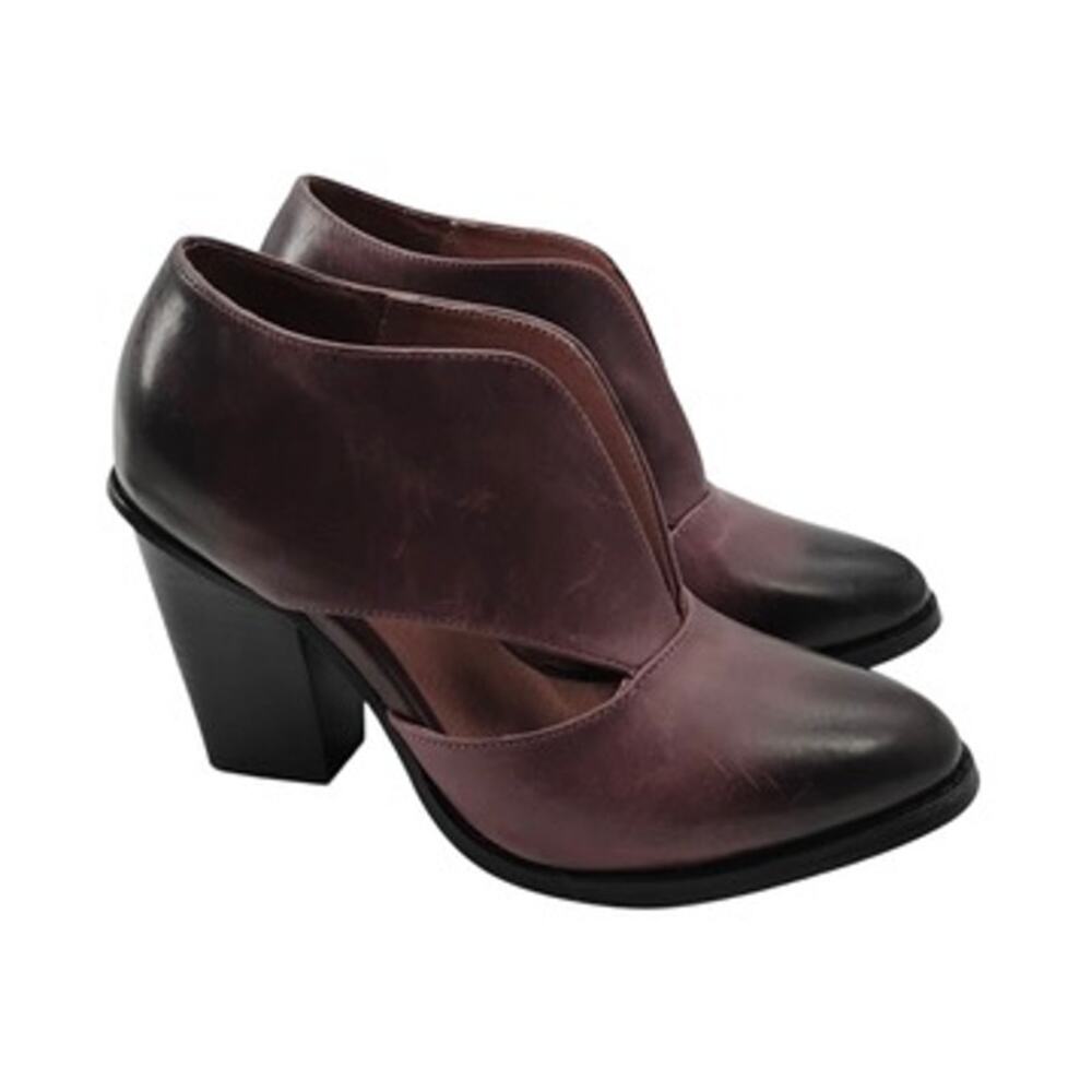 Jeffrey Campbell Free People Deep V Heeled Ankle Boots Booties Purple Size 6.5
